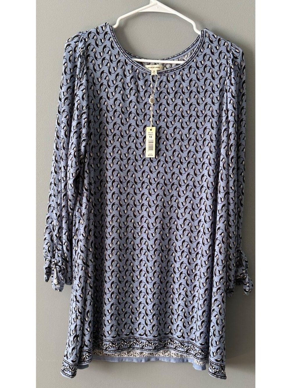 Max Studio 1X Top Plus Size Blouse Tunic Flowy Lightweight Stretch Pullover